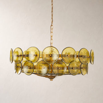 Contemporary Amber Murano Glass Chandelier, 23.6"