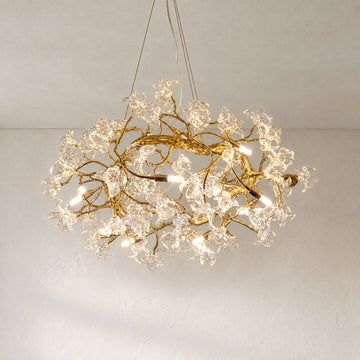 Contemporary Antique Brass Glass Chandelier