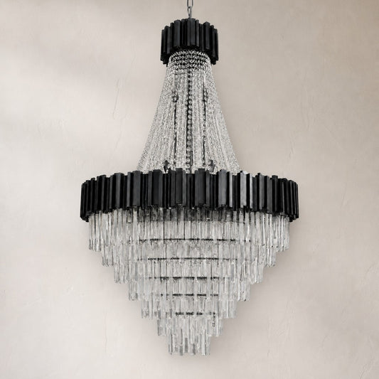 Contemporary Black Crystal Round Pendant Light