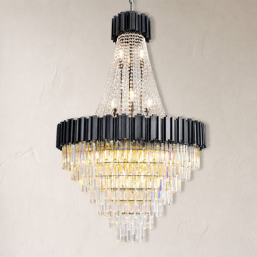 Contemporary Black Crystal Round Pendant Light