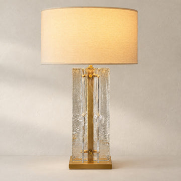 Contemporary Bronze Clear Cast Glass 1-Light Table Lamp, 24 Inch