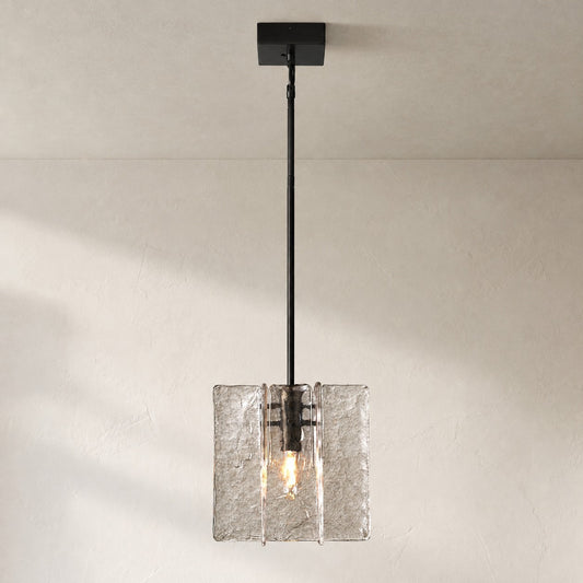 Contemporary Burnished Brass Cast Glass 1-Light Pendant Light