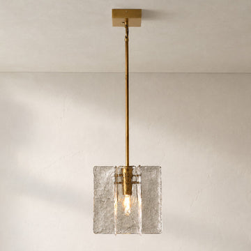 Contemporary Burnished Brass Cast Glass 1-Light Pendant Light