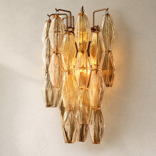 Contemporary Burnished Brass Clear Glass 2-Light Wall Sconce, 19.5 Inch