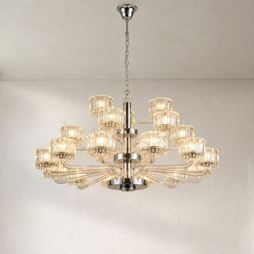 Contemporary Chrome Crystal Pendant Light, 39.4 Inch