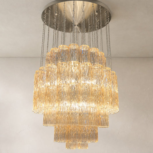 Contemporary Glass Tube Round Chandelier, 23.6 Inch