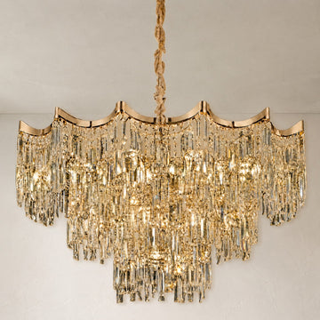 Contemporary Gold Crystal Chandelier