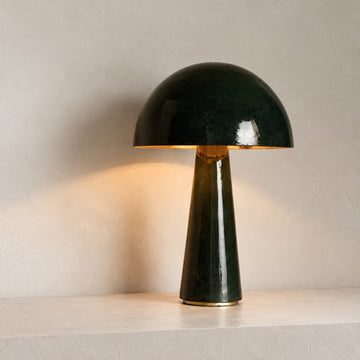 Contemporary Green Enamel Brass Table Lamp