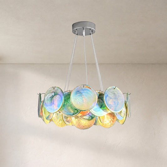 Contemporary Murano Glass 6-Light Round Chandelier, 20"