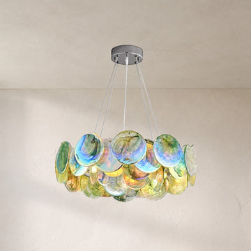Contemporary Murano Glass 6-Light Round Chandelier, 20"