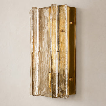 Contemporary Satin Nickel Cast Glass 1-Light Wall Sconce, 15 Inch