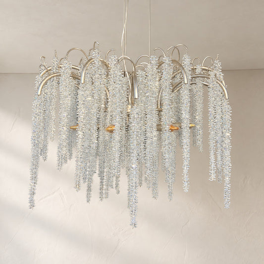 Contemporary Silver Crystal Wisteria Chandelier, 40 Inch