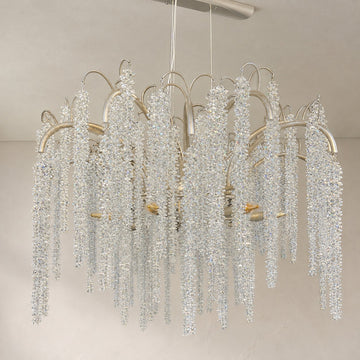 Contemporary Silver Crystal Wisteria Chandelier, 40 Inch