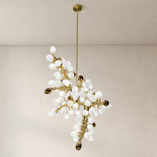 Contemporary White Glass 105-Light Cluster Chandelier, 37.4 Inch