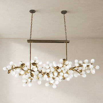 Contemporary White Glass 105-Light Cluster Chandelier, 37.4 Inch