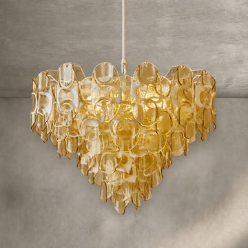 Contemporary Yellow Murano Glass Chandelier, 39 inch