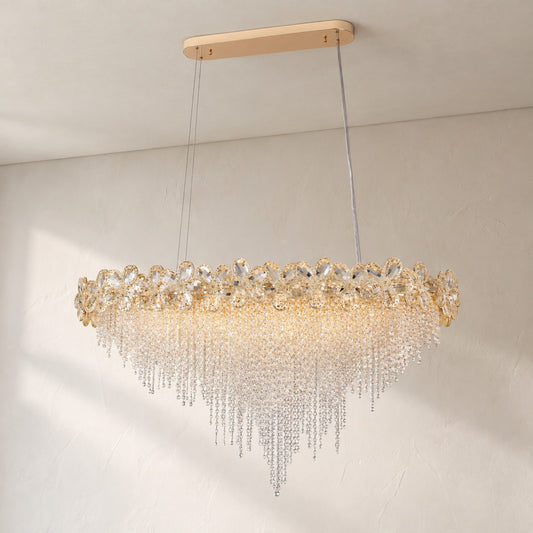 Crystal Flower Linear Chandelier