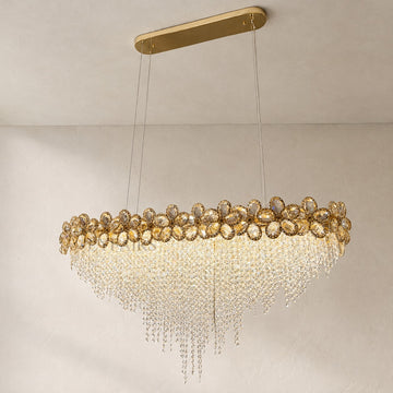 Crystal Flower Linear Chandelier