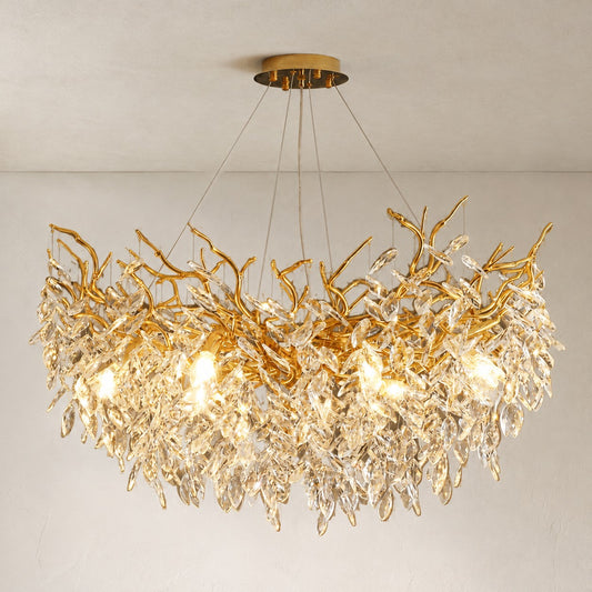 Crystal Leaf Round Chandelier