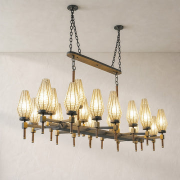 Crystal Shade Rectangular Chandelier