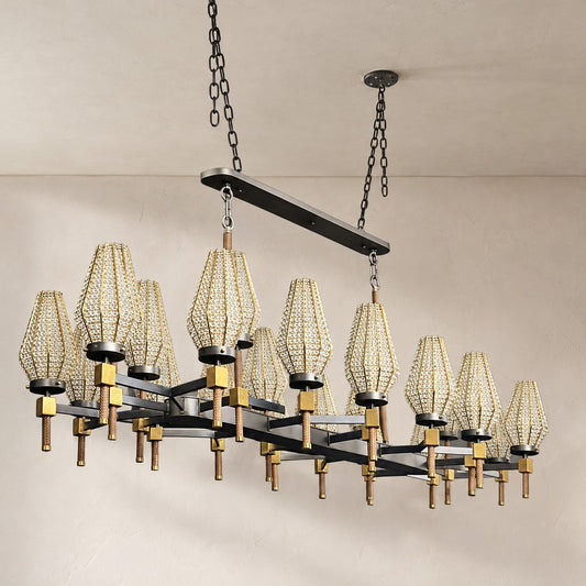 Crystal Shade Rectangular Chandelier