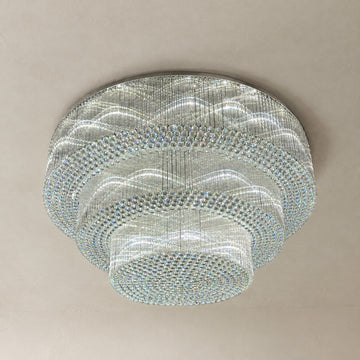 Crystal Trio Round Flush Mount Chandelier