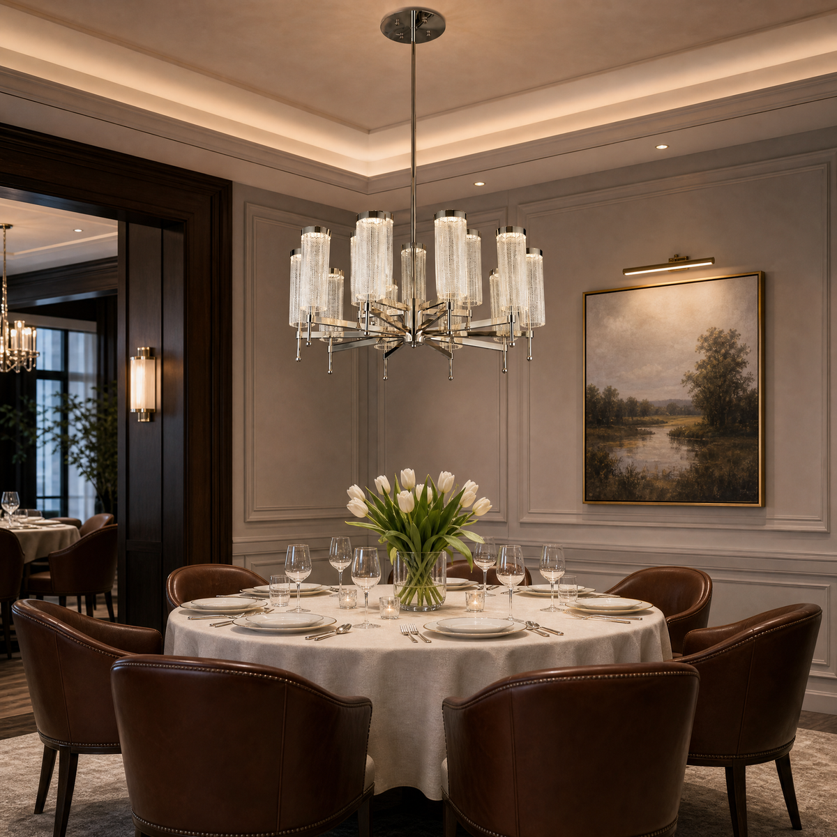 Crystalia Modern Sculptural Ring Chandelier