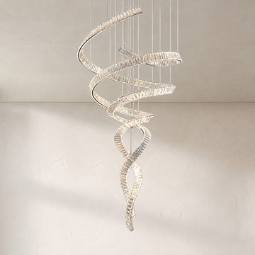 Designer Foyer Living Room Ceiling Light Fixture Stylish Spiral Crystal Chandelier For Hotel Entrance