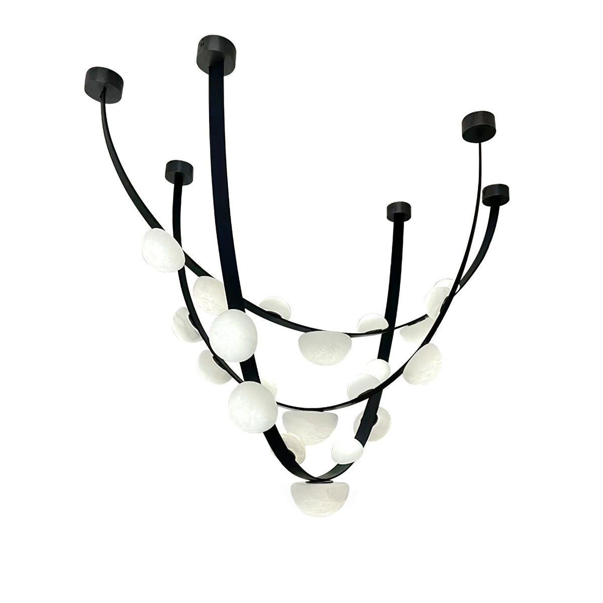 Dew Drops Alabaster LED Chandelier – Black White Warm Light