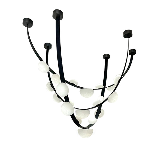 Dew Drops Alabaster LED Chandelier – Black White Warm Light