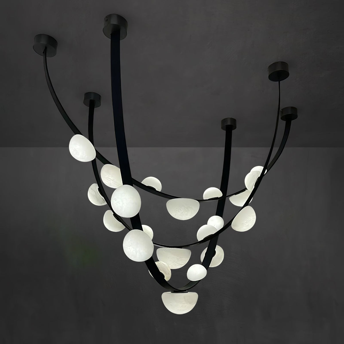 Dew Drops Alabaster LED Chandelier – Black White Warm Light