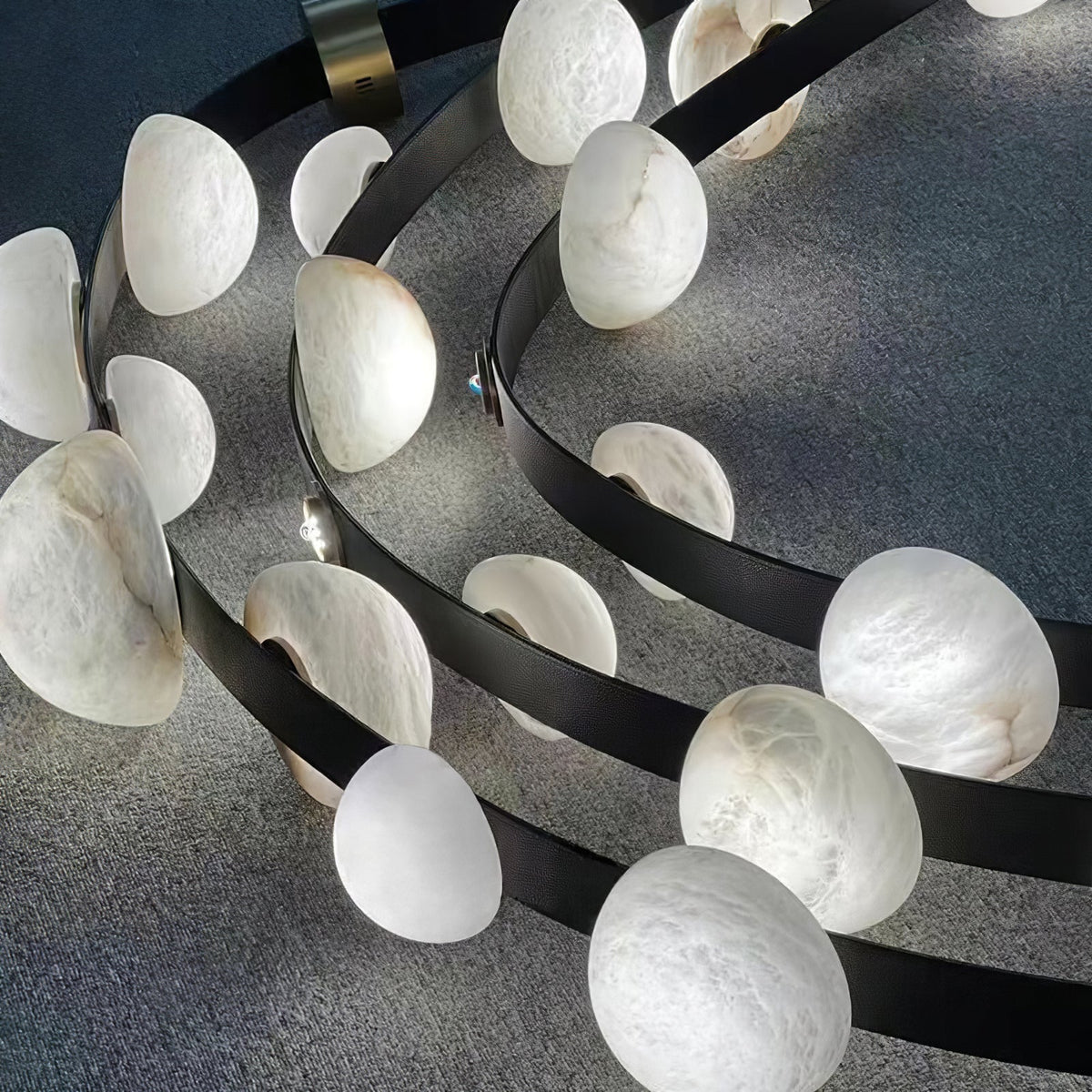 Dew Drops Alabaster LED Chandelier – Black White Warm Light