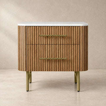 Double Drawer Bedside Chest with Stone Top
