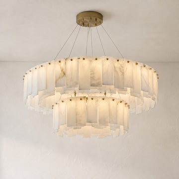 Double Round Alabaster Chandelier