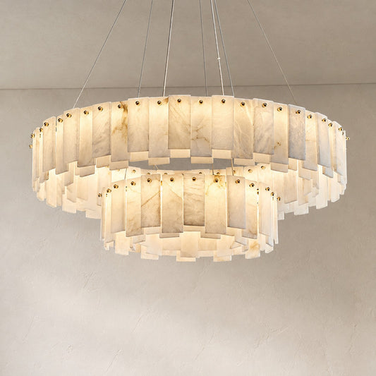Double Round Alabaster Chandelier