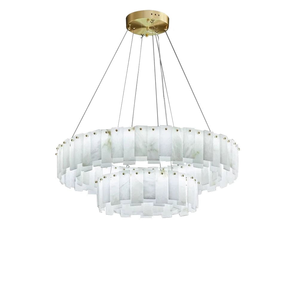 Double Round Alabaster Chandelier