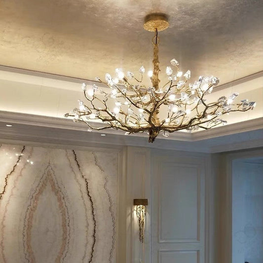 Art Deco Copper Glass 8-Light Branch Chandelier, 23.6 Inch