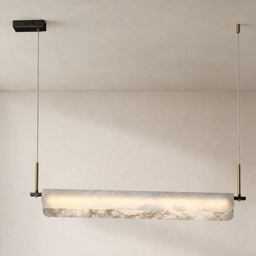 Eliana Alabaster Chandelier, Linear Chandelier Over Dining Room