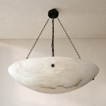 Enormous 36 Ø Flush Mount / Pendant with Stunning Full Moon-Like Alabaster Shade