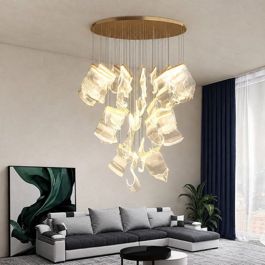 Extra Large Modern Paper Chandelier For Staircase / Foyer Villa Hall Ceiling
