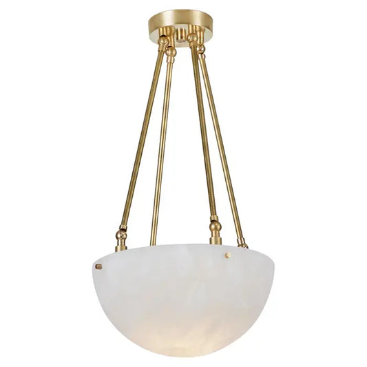 'Moon' Alabaster and Brass Pendant Lamp