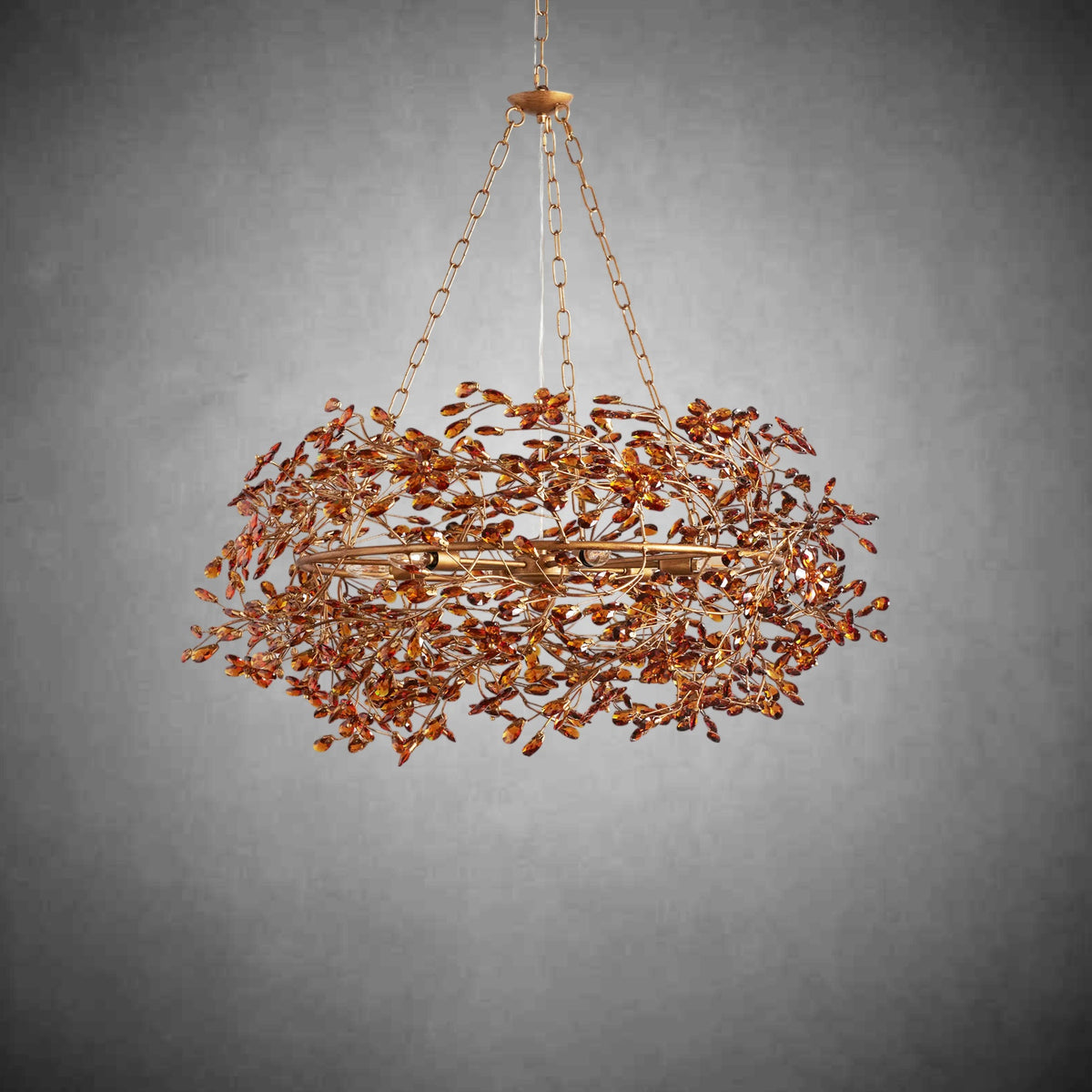 Fiore Crown Chandelier 39" 48" 60"-Chandelier-Merlin Lamps-BRASS/AMBER-39"-lamerlighting