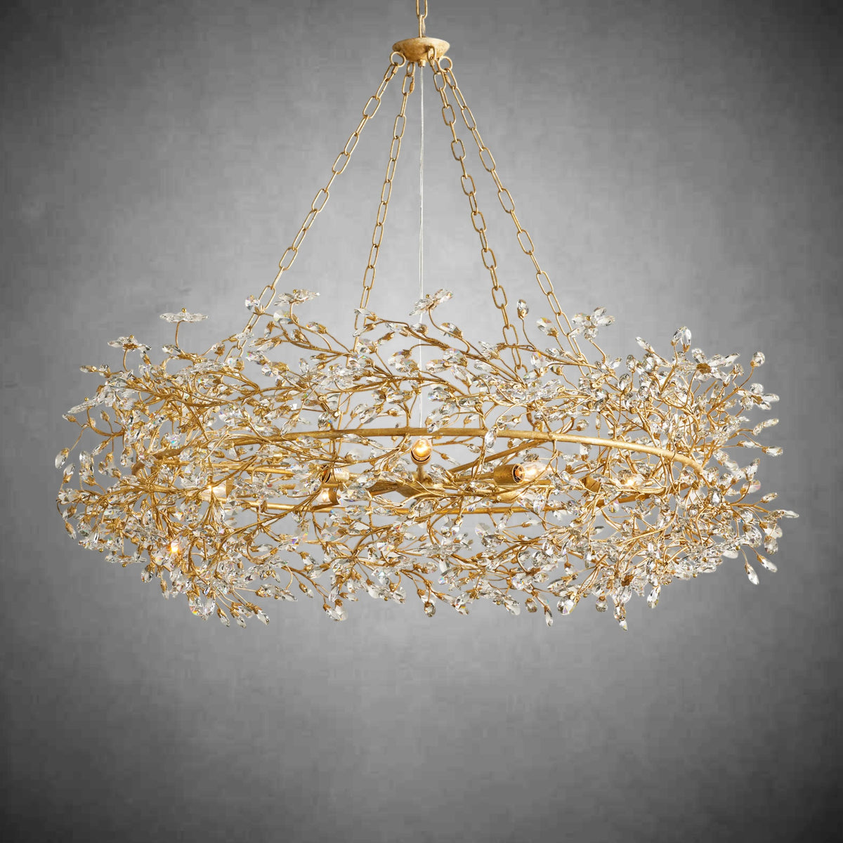 Fiore Crown Chandelier 39" 48" 60"-Chandelier-Merlin Lamps-GOLD-39"-lamerlighting