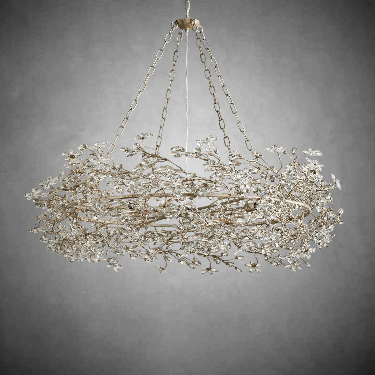Fiore Crown Chandelier 39" 48" 60"-Chandelier-Merlin Lamps-SILVER-48"-lamerlighting