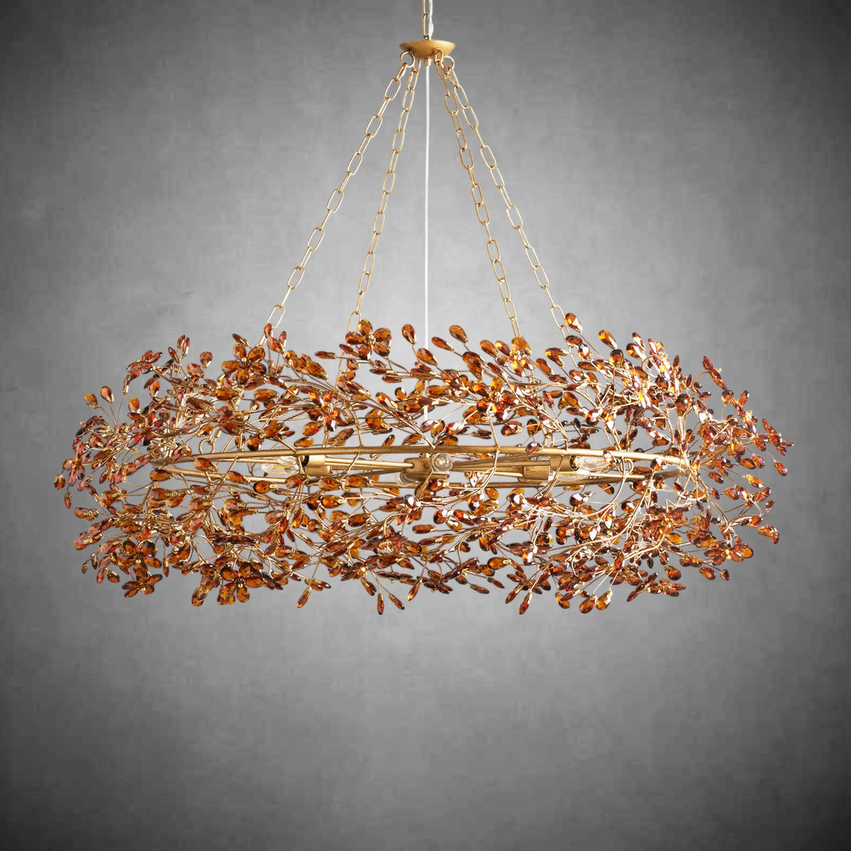Fiore Crown Chandelier 39" 48" 60"-Chandelier-Merlin Lamps-BRASS/AMBER-60"-lamerlighting