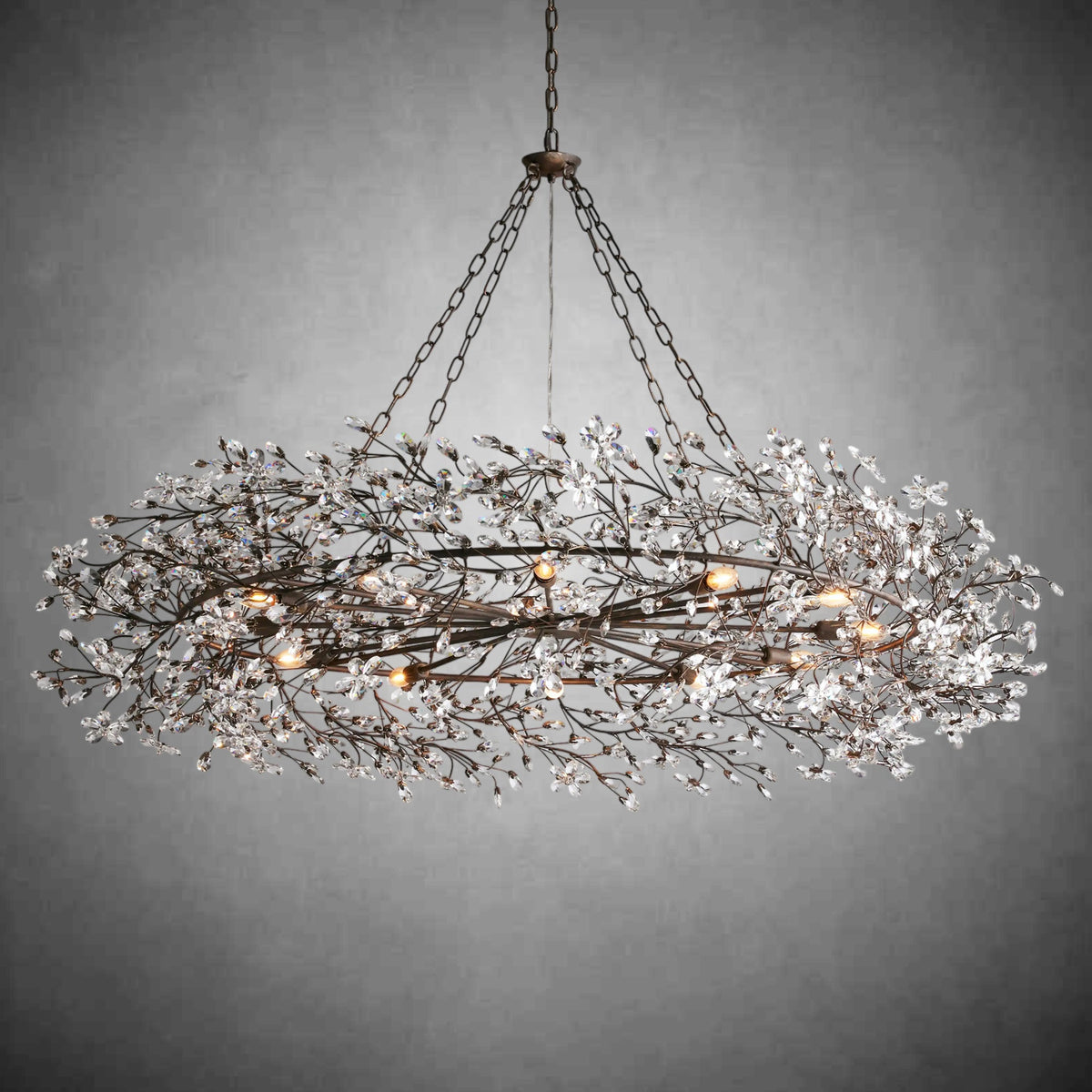 Fiore Crown Chandelier 39" 48" 60"-Chandelier-Merlin Lamps-BRONZE-60"-lamerlighting