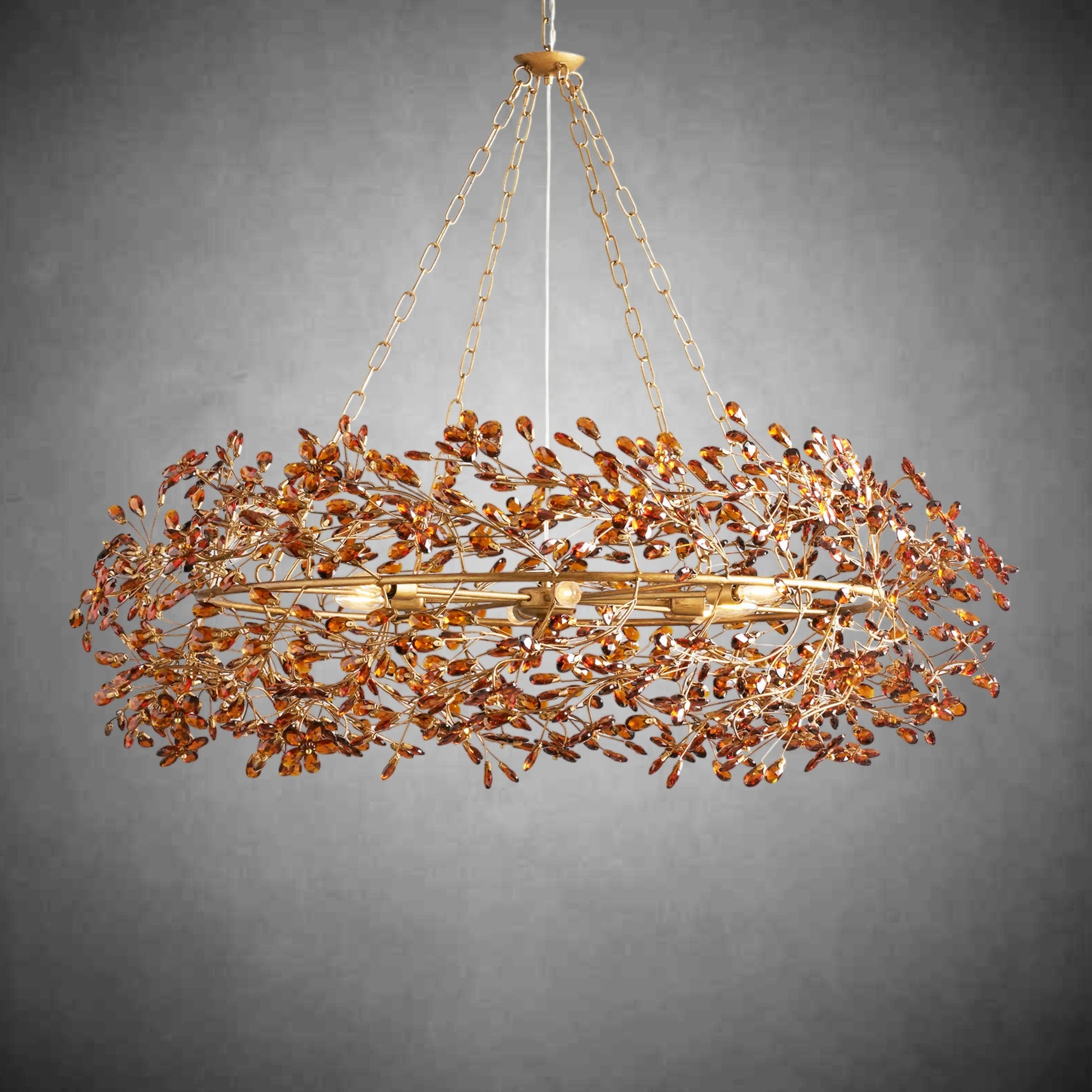 Fiore Crown Chandelier 39" 48" 60"-Chandelier-Merlin Lamps-BRASS/AMBER-48"-lamerlighting