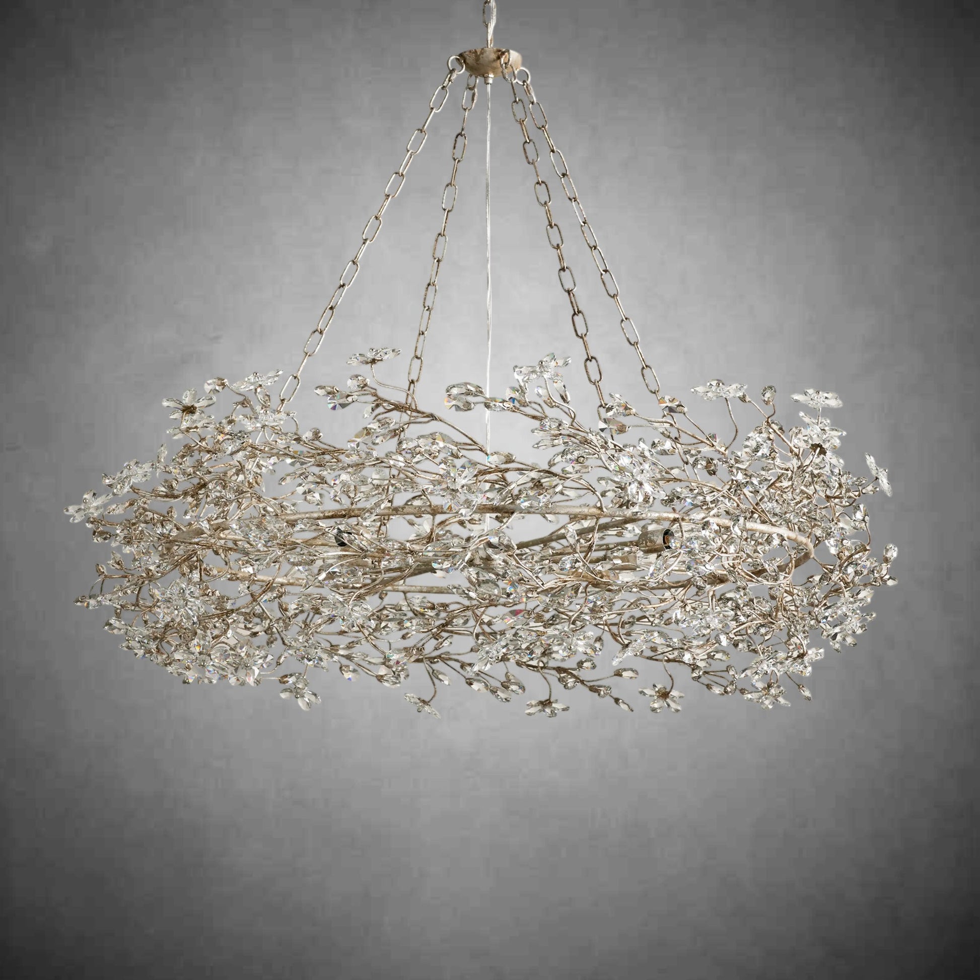 Fiore Crown Chandelier 39" 48" 60"-Chandelier-Merlin Lamps-SILVER-48"-lamerlighting