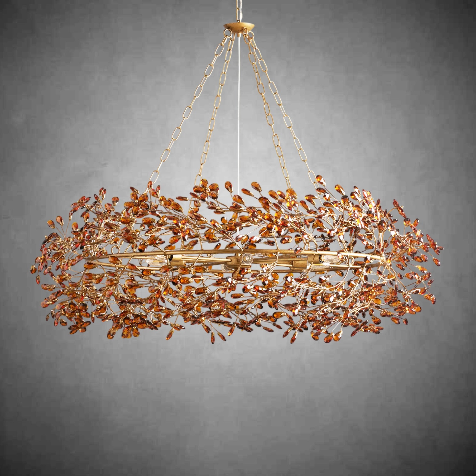 Fiore Crown Chandelier 39" 48" 60"-Chandelier-Merlin Lamps-BRASS/AMBER-60"-lamerlighting