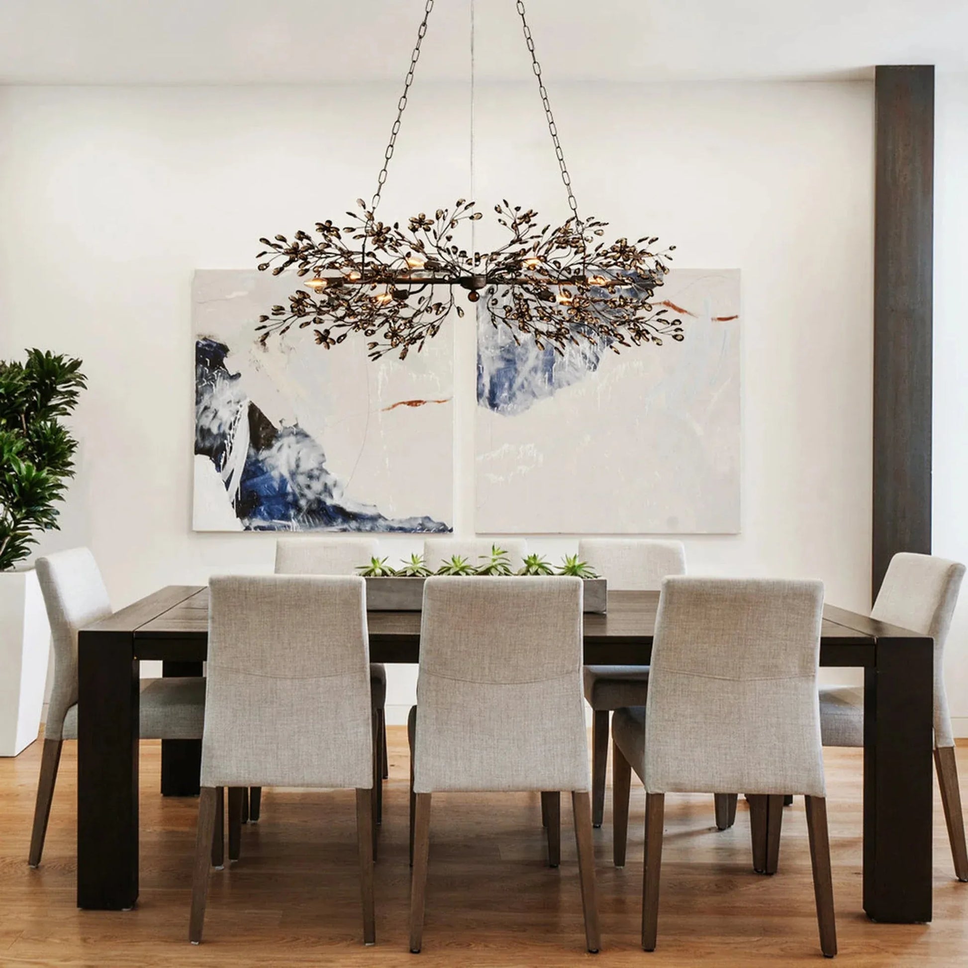 Fiore Linear Chandelier 43" 51" 68"W-Chandelier-Merlin Lamps-GOLD-43"-lamerlighting